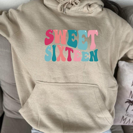 Adult Hoodie Sweatshirt Cozy Pullover Fleece Winter Outfit Gift for Her Sweet Sixteen