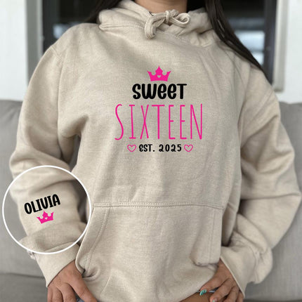 Adult Hoodie Sweatshirt Cozy Pullover Fleece Winter Outfit Gift for Her Sweet Sixteen Est 2025