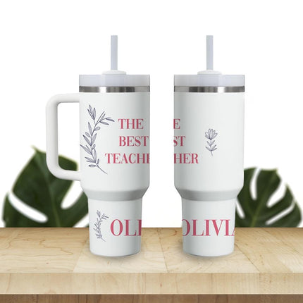 Custom Tumbler 40oz Personalized Name Insulated Bottle Water The Best Teacher