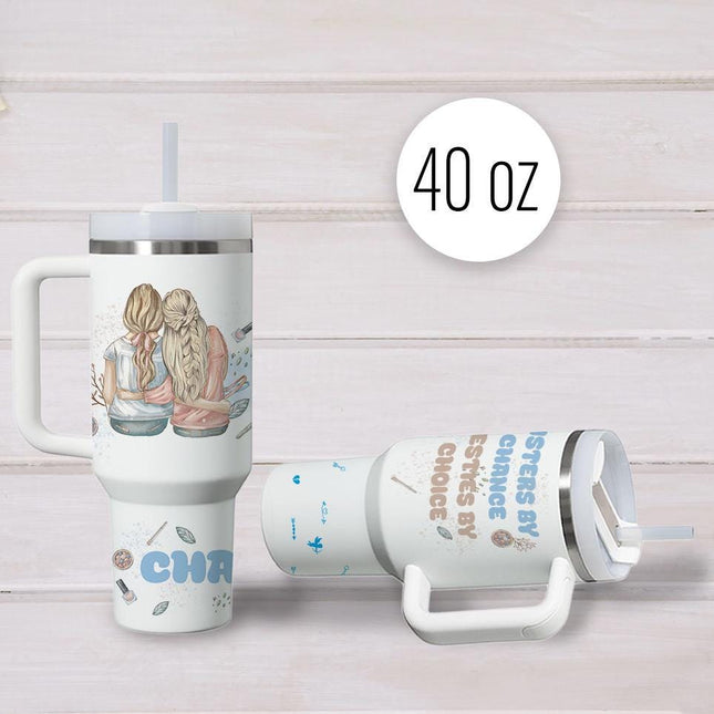 Custom Tumbler 40oz Personalized Name Insulated Bottle Water Sisters By Chance