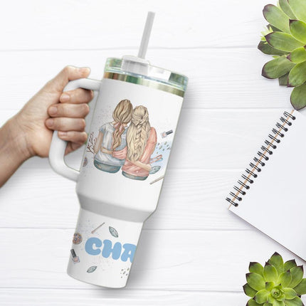 Custom Tumbler 40oz Personalized Name Insulated Bottle Water Sisters By Chance