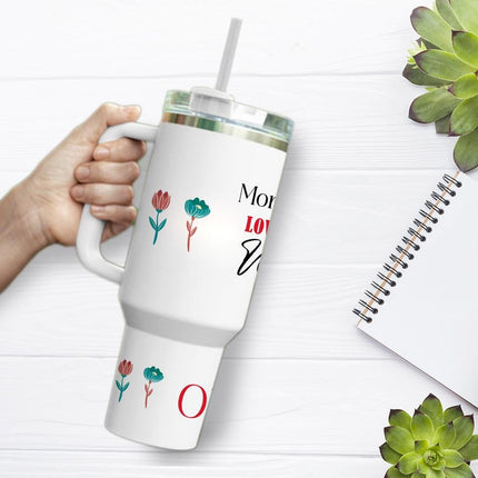 Custom Tumbler 40oz Personalized Name Insulated Bottle Water Mom You Are Loved Beyond Words With Flowers