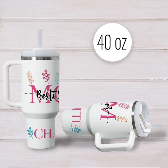 Custom Tumbler 40oz Personalized Name Insulated Bottle Water Mom Bestie Ever