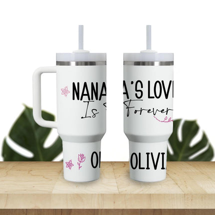 Custom Tumbler 40oz Personalized Name Insulated Bottle Water Nanas Love Is Forever
