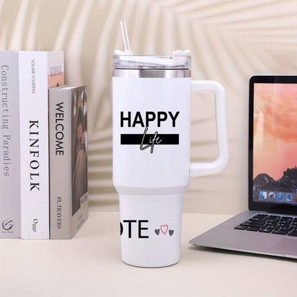 Custom Tumbler 40oz Personalized Name Insulated Bottle Water Happy Wife Happy Life