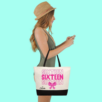 Personalized Large Canvas Tote Custom Beach Shopping Travel Bag Reusable Gift for Women Accessories Organizer Sixteen
