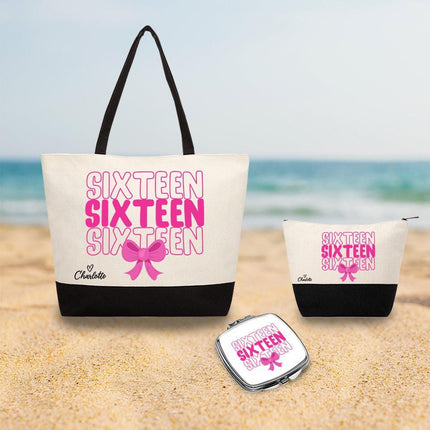 Personalized Large Canvas Tote Custom Beach Shopping Travel Bag Reusable Gift for Women Accessories Organizer Sixteen
