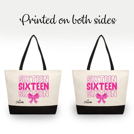 Personalized Large Canvas Tote Custom Beach Shopping Travel Bag Reusable Gift for Women Accessories Organizer Sixteen
