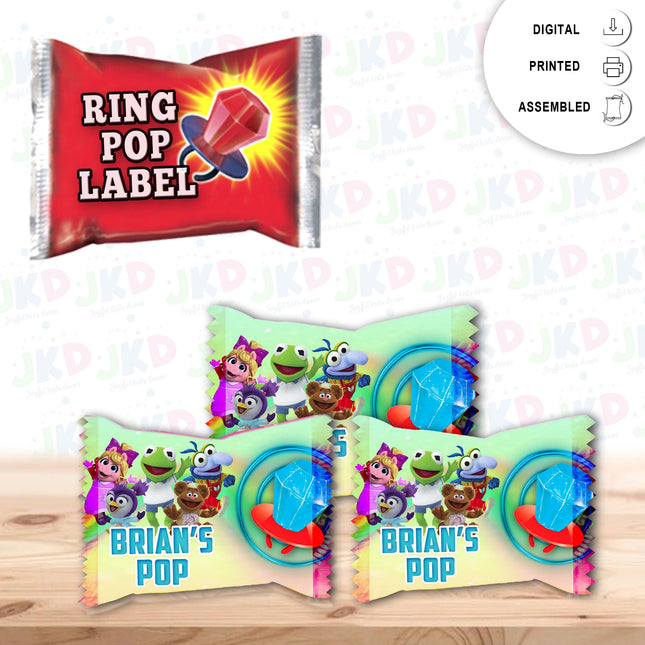 Muppet Babies Ring Pop Label Sticker for Birthday Party Candy Favor - Digital, Stickers or Finished Options
