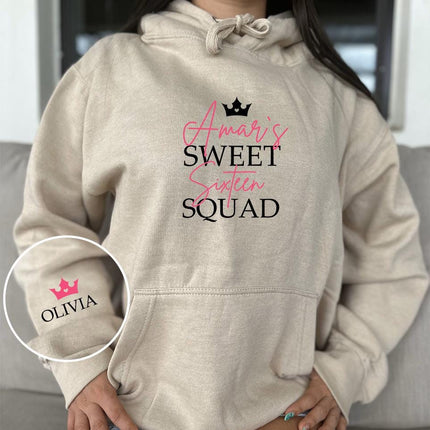Adult Hoodie Sweatshirt Cozy Pullover Fleece Winter Outfit Gift for Her Sweet Sixteen Squad