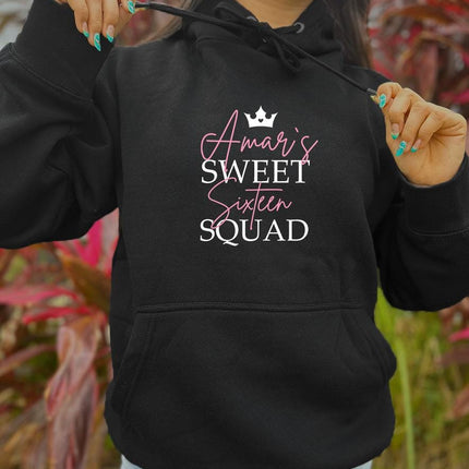 Adult Hoodie Sweatshirt Cozy Pullover Fleece Winter Outfit Gift for Her Sweet Sixteen Squad