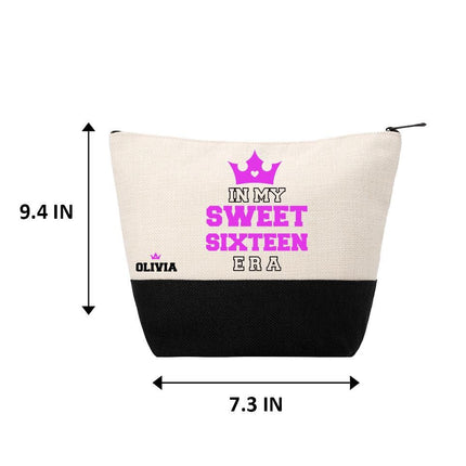 Personalized Makeup Bag Custom Travel Organizer Cosmetic Pouch for Women Toiletry Bag Accessories Storage Gift My Sweet Sixteen Era Purple