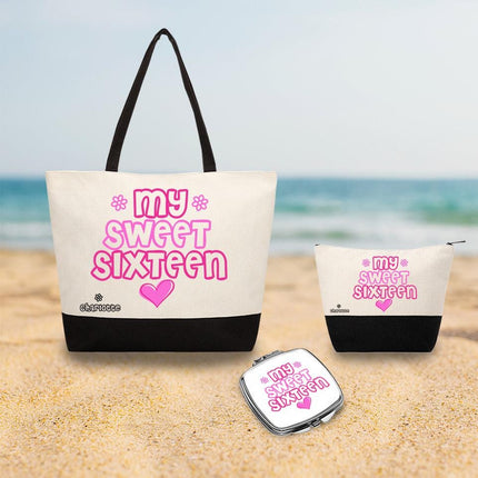 Personalized Makeup Bag Custom Travel Organizer Cosmetic Pouch for Women Toiletry Bag Accessories Storage Gift My Sweet Sixteen