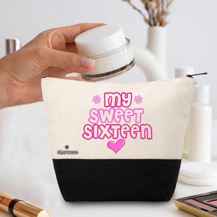Personalized Makeup Bag Custom Travel Organizer Cosmetic Pouch for Women Toiletry Bag Accessories Storage Gift My Sweet Sixteen