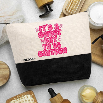 Personalized Makeup Bag Custom Travel Organizer Cosmetic Pouch for Women Toiletry Bag Accessories Storage Gift It Is A Sweet Day
