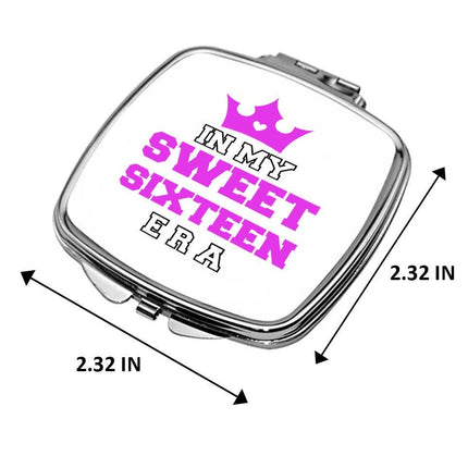 Personalized Handheld Mirror Compact Custom Travel Makeup Mirror for Women Portable Beauty Accessory Gift In My Sweet Sixteen Era Purple