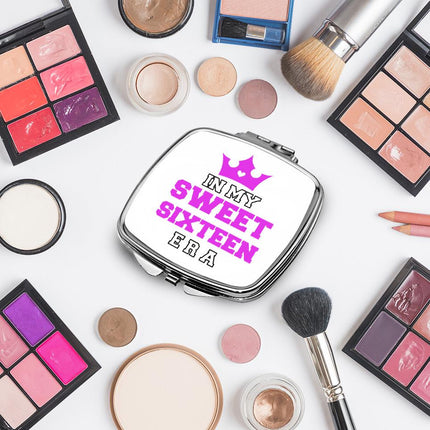 Personalized Handheld Mirror Compact Custom Travel Makeup Mirror for Women Portable Beauty Accessory Gift In My Sweet Sixteen Era Purple