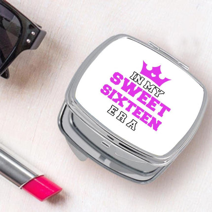 Personalized Handheld Mirror Compact Custom Travel Makeup Mirror for Women Portable Beauty Accessory Gift In My Sweet Sixteen Era Purple