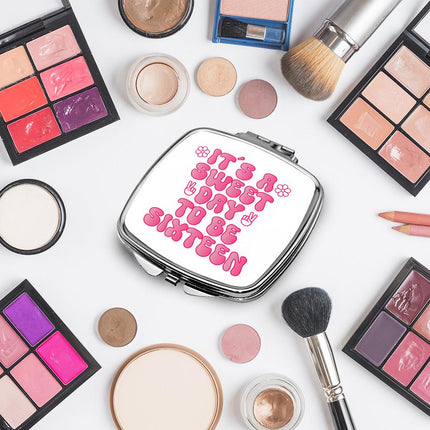 Personalized Handheld Mirror Compact Custom Travel Makeup Mirror for Women Portable Beauty Accessory Gift It Is A Sweet Day
