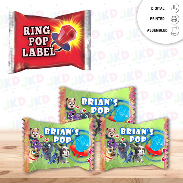 Puppy Dog Pals Ring Pop Label Sticker for Birthday Party Candy Favor - Digital, Stickers or Finished Options #Green