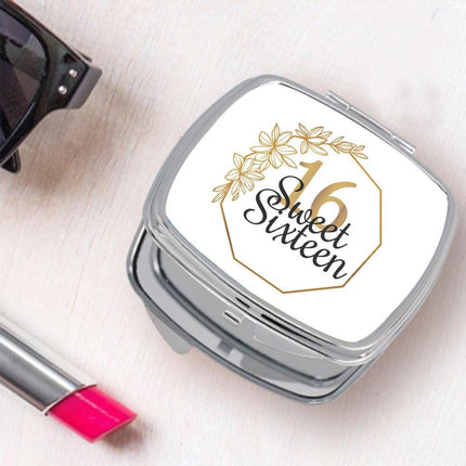 Personalized Handheld Mirror Compact Custom Travel Makeup Mirror for Women Portable Beauty Accessory Gift Frame With Flowers