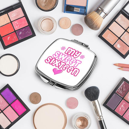 Personalized Handheld Mirror Compact Custom Travel Makeup Mirror for Women Portable Beauty Accessory Gift My Sweet Sixteen