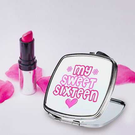 Personalized Handheld Mirror Compact Custom Travel Makeup Mirror for Women Portable Beauty Accessory Gift My Sweet Sixteen