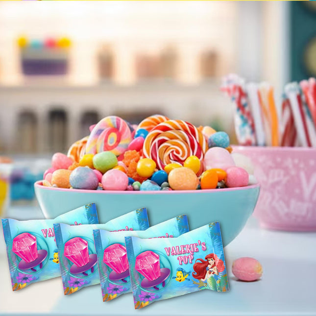 The little Mermaid Ring Pop Label Sticker for Birthday Party Candy Favor - Digital, Stickers or Finished Options