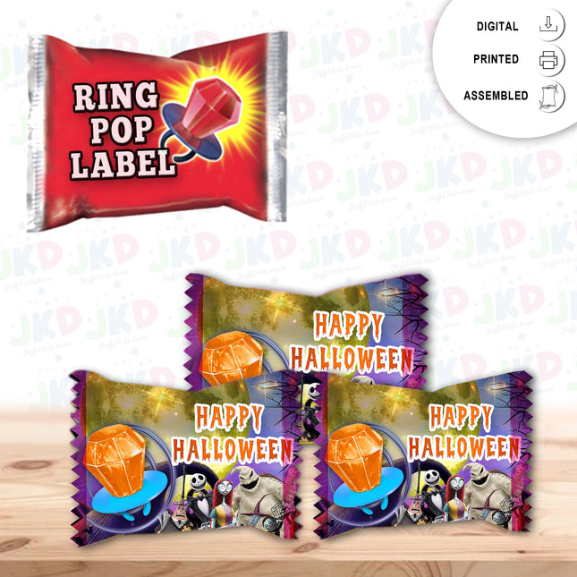 The Nightmare Before Christmas Ring Pop Label Sticker for Birthday Party Candy Favor - Digital, Stickers or Finished Options