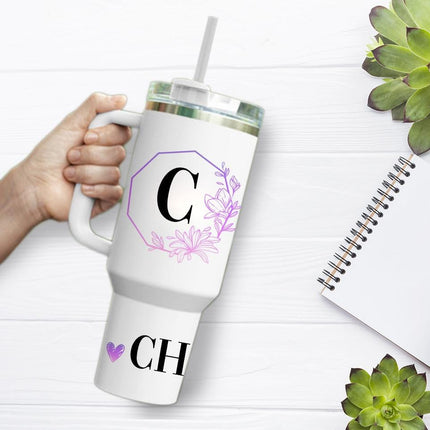 Custom Tumbler 40oz Personalized Name Insulated Bottle Water Initial And Sweet Sixteen