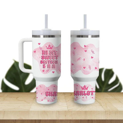 Custom Tumbler 40oz Personalized Name Insulated Bottle Water In My Sweet Sixteen Era