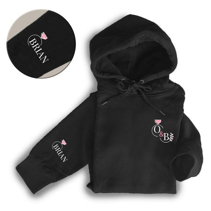 Adult Hoodie Sweatshirt Cozy Pullover Fleece Winter Outfit Gift for Her and Him Initials With Ring