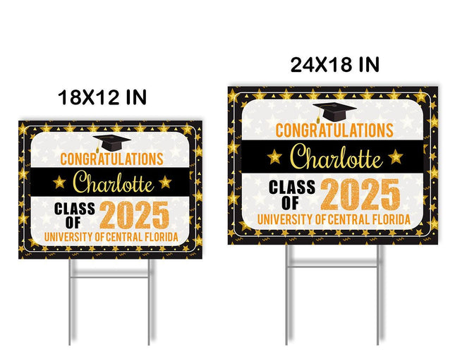 Yard Sign for graduation Party Decor Weatherproof Stake Included Star Border
