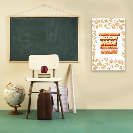 Sign Classroom Door Decor Hardcover 14x22 in Young Minds Bloom Inside White And Orange