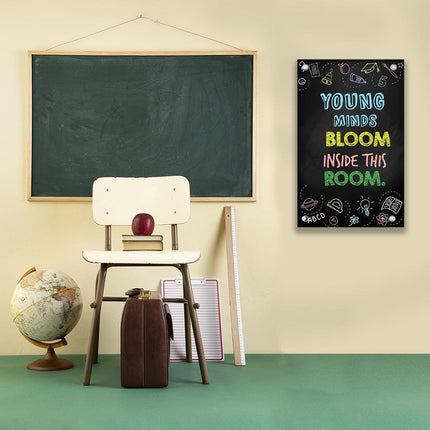 Sign Classroom Door Decor Hardcover 14x22 in Young Minds Bloom Inside Background Black