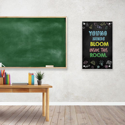 Sign Classroom Door Decor Hardcover 14x22 in Young Minds Bloom Inside Background Black