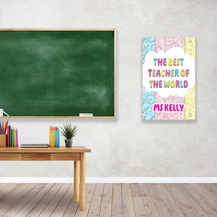 Sign Classroom Door Decor Hardcover 14x22 in The Best Teacher Of The World