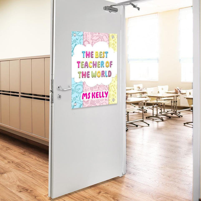 Sign Classroom Door Decor Hardcover 14x22 in The Best Teacher Of The World