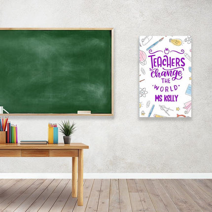Sign Classroom Door Decor Hardcover 14x22 in Teachers Change The World