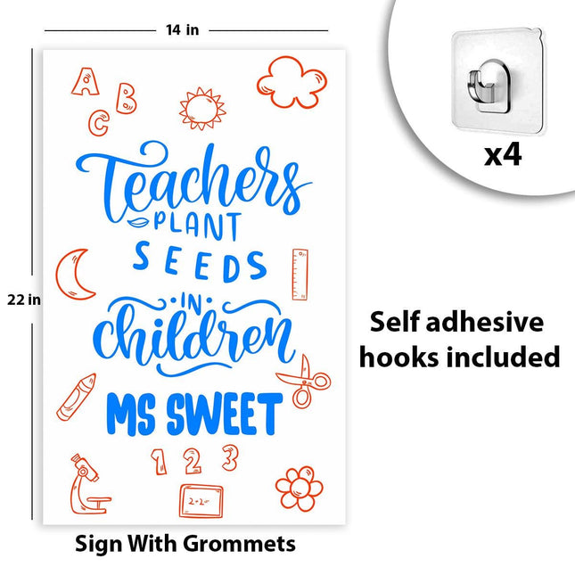 Sign Classroom Door Decor Hardcover 14x22 in Teachers Plant Seeds In Children