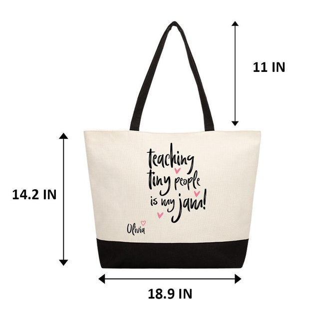 Personalized Large Canvas Tote Custom Beach Shopping Travel Bag Reusable Gift for Women Accessories Organizer Teaching Tiny People
