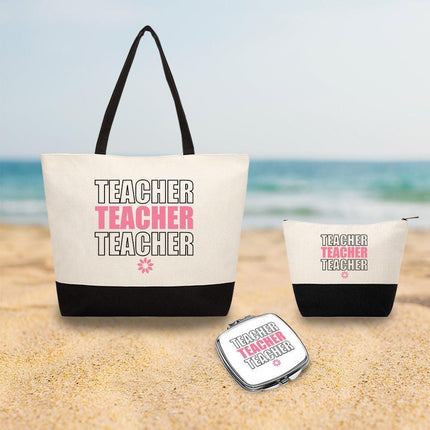Personalized Large Canvas Tote Custom Beach Shopping Travel Bag Reusable Gift for Women Accessories Organizer Teacher