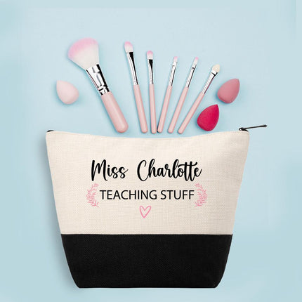 Personalized Makeup Bag Custom Travel Organizer Cosmetic Pouch for Women Toiletry Bag Accessories Storage Gift Teaching Stuff