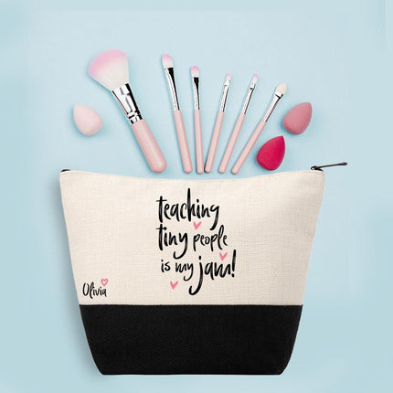 Personalized Makeup Bag Custom Travel Organizer Cosmetic Pouch for Women Toiletry Bag Accessories Storage Gift Teaching Tiny People