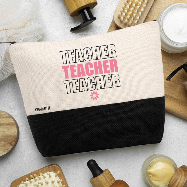 Personalized Makeup Bag Custom Travel Organizer Cosmetic Pouch for Women Toiletry Bag Accessories Storage Gift Teacher