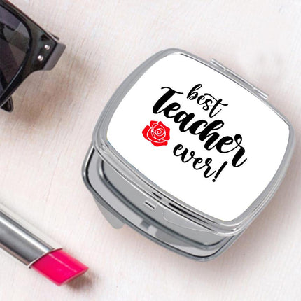 Personalized Handheld Mirror Compact Custom Travel Makeup Mirror for Women Portable Beauty Accessory Gift Best Teacher Ever