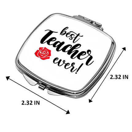 Personalized Bundle For Her Beach Tote Makeup Bag Mirror Travel Pouch Custom Gift Organizer Accessories Best Teacher Ever