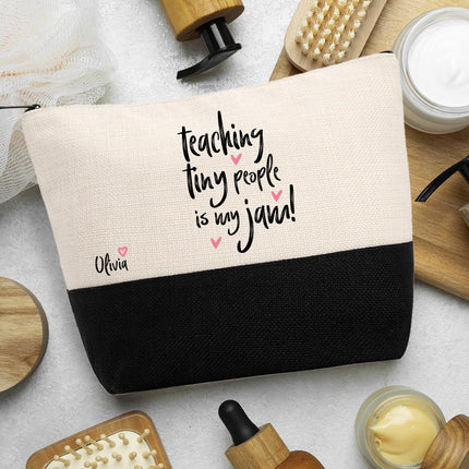 Personalized Bundle For Her Beach Tote Makeup Bag Mirror Travel Pouch Custom Gift Organizer Accessories Teaching Tiny People