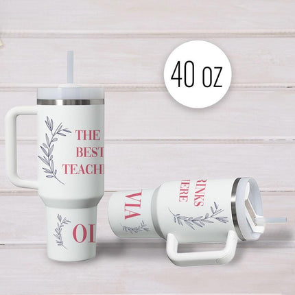 Custom Tumbler 40oz Personalized Name Insulated Bottle Water The Best Teacher