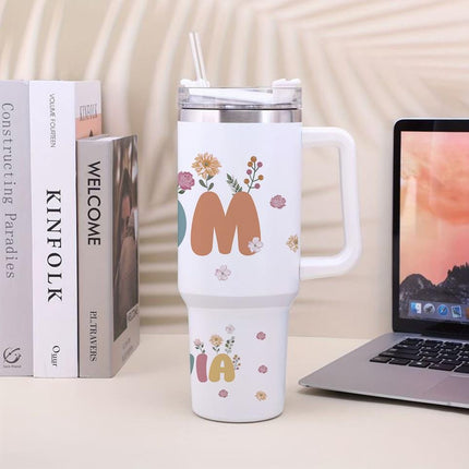 Custom Tumbler 40oz Personalized Name Insulated Bottle Water Mom With Flowers